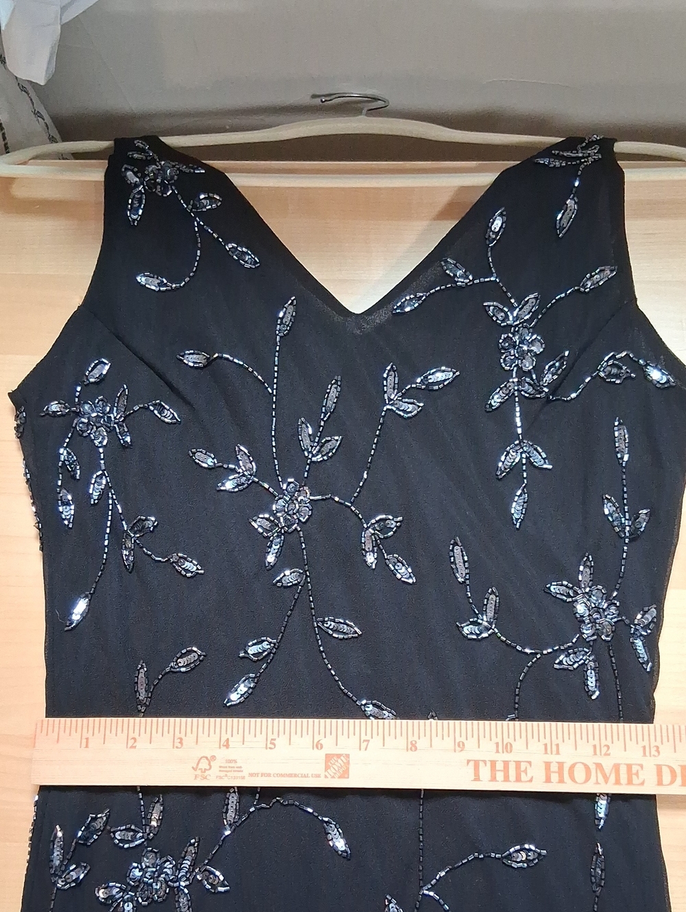 J Kara Vintage Black Beaded Midi Dress Size 10 Flapper Art Deco Formal Evening - Picture 14 of 16